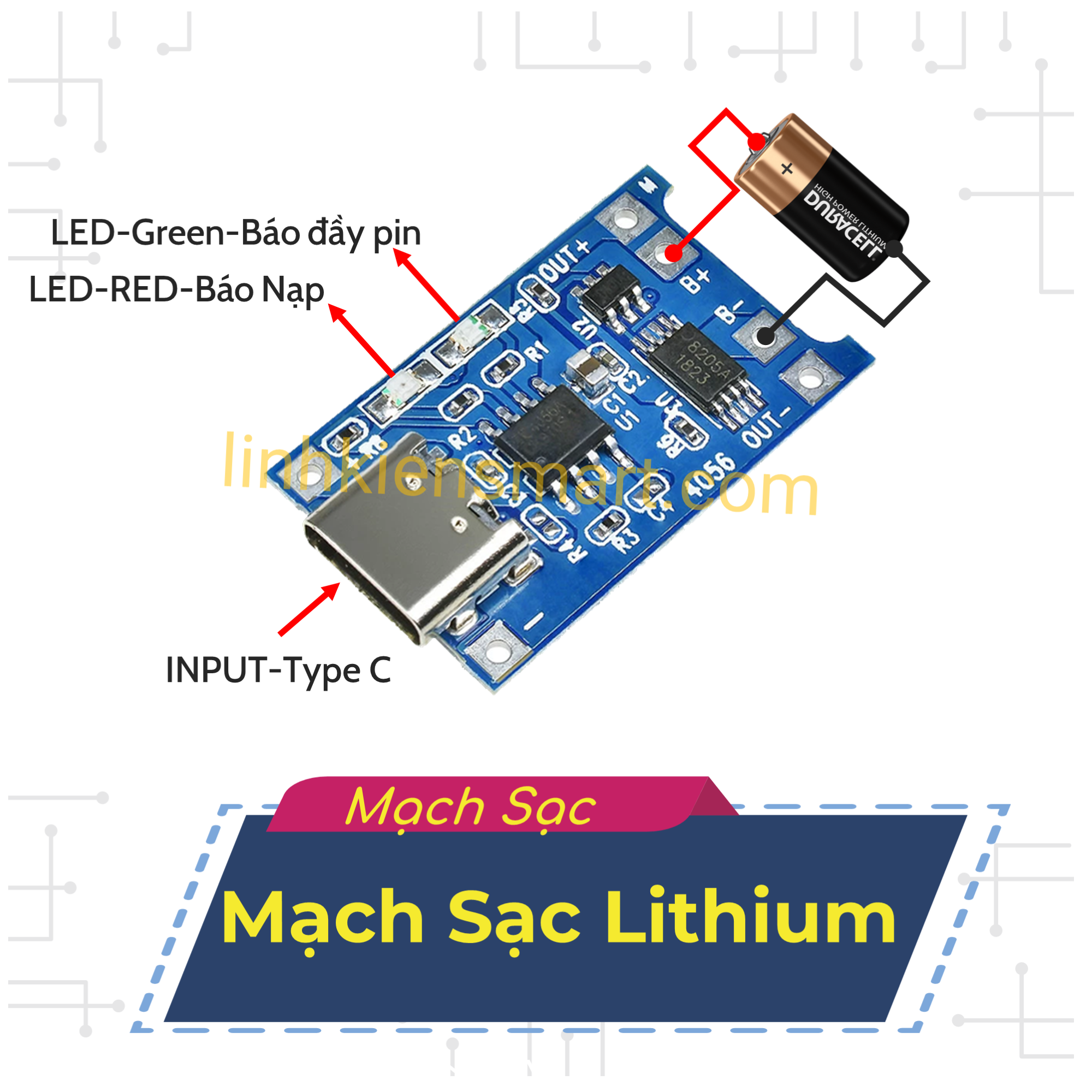 Mạch sạc pin lithium type C